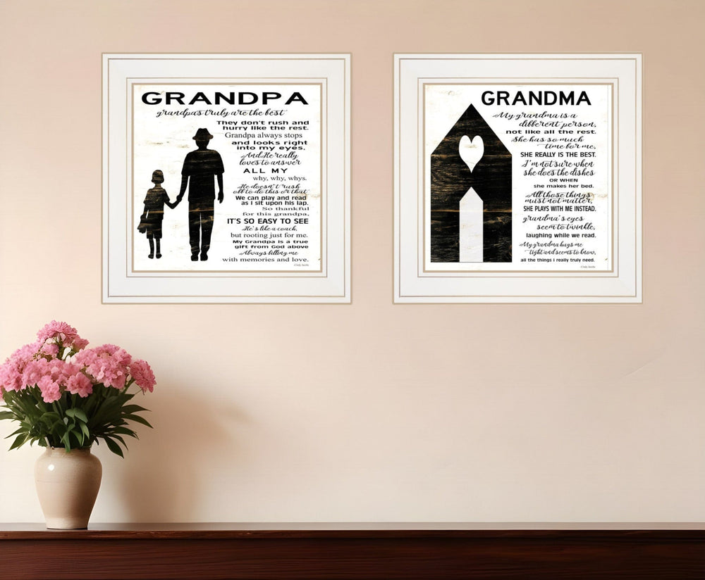 Set Of Two My Grandparents are the Best 2 White Framed Print Wall Art - Homeroots