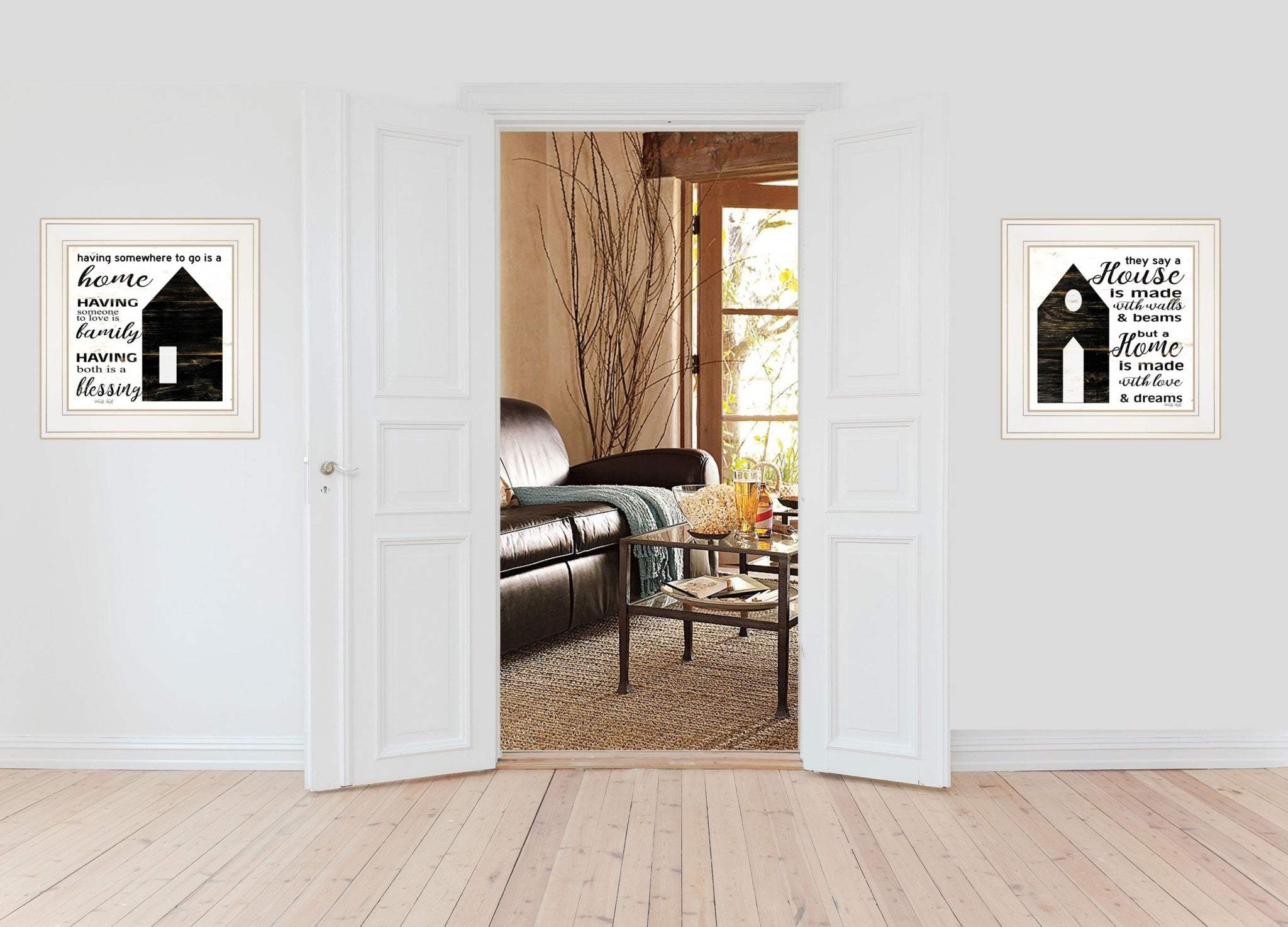 Set Of Two House or Blessing White Framed Print Wall Art - Homeroots - Flyclothing LLC