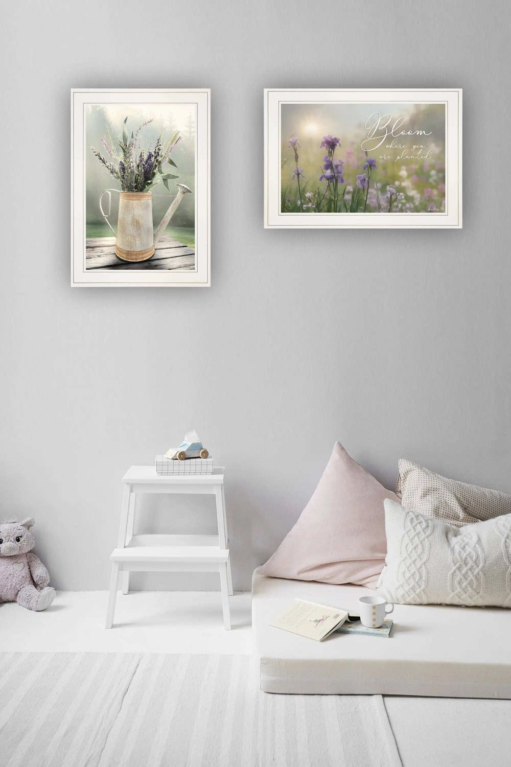 Set Of Two Bloom Where You are Planted 1 White Framed Print Wall Art - Homeroots - Flyclothing LLC