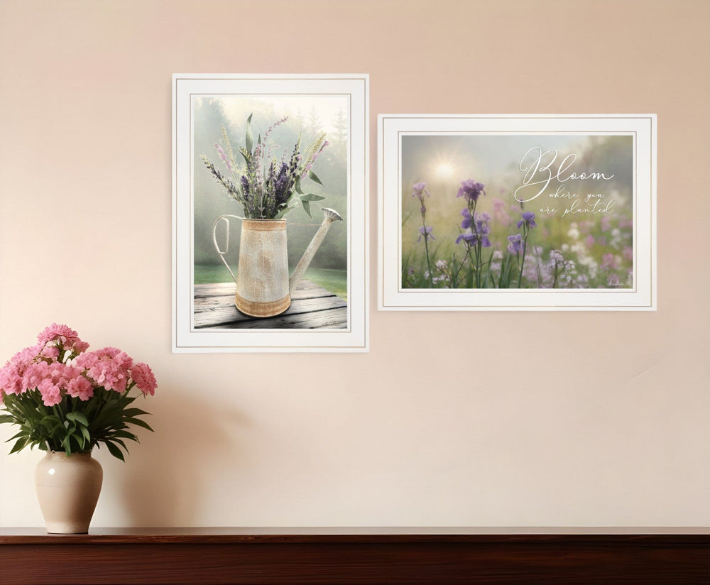 Set Of Two Bloom Where You are Planted 1 White Framed Print Wall Art - Homeroots