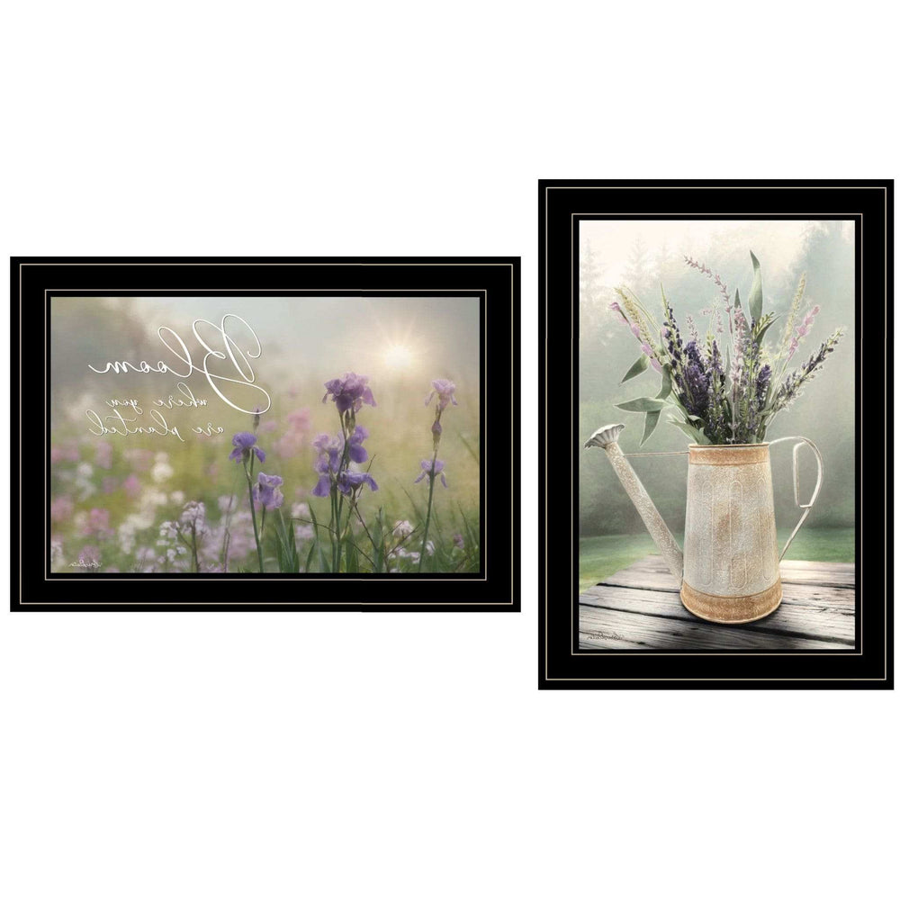 Set Of Two Bloom Where You are Planted 2 Black Framed Print Wall Art - Homeroots - Flyclothing LLC
