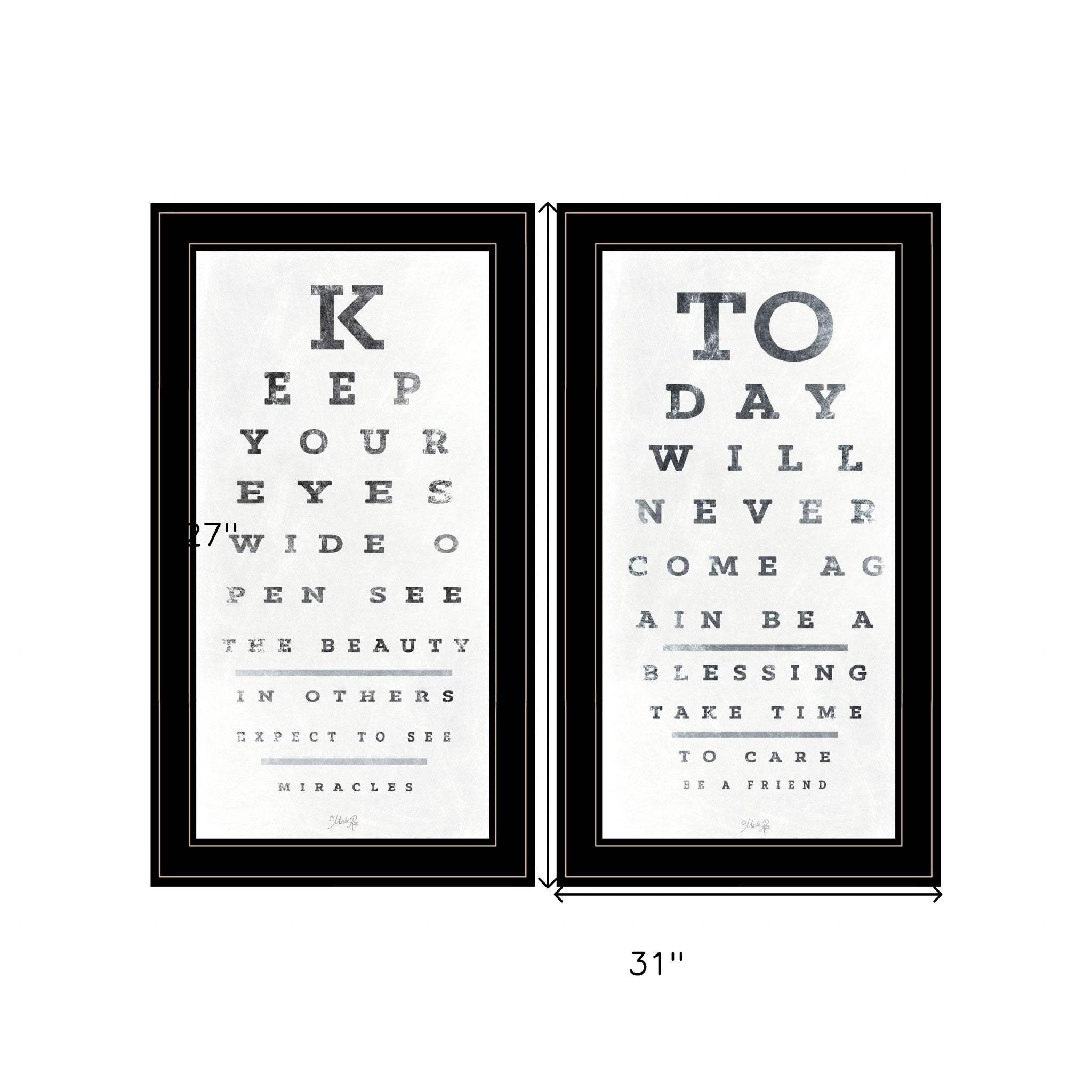 Set Of Two Eye Charts 1 Black Framed Print Wall Art - Homeroots - Flyclothing LLC