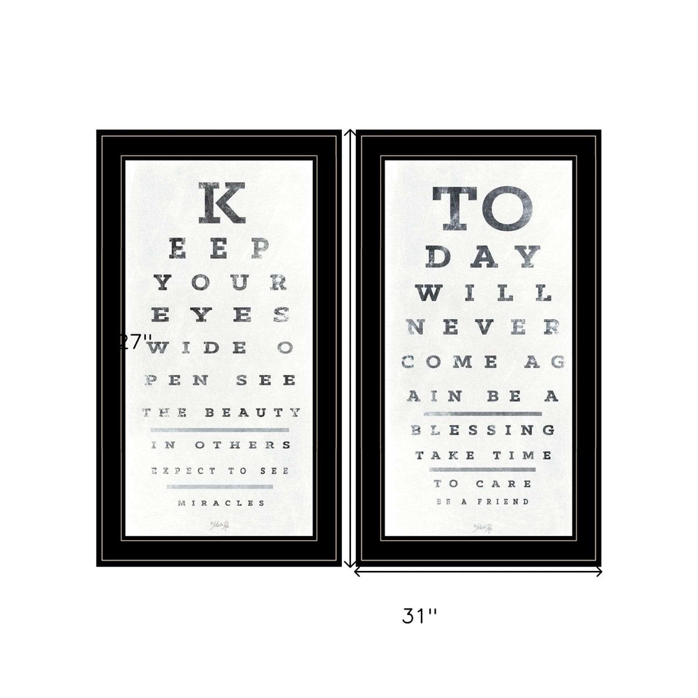 Set Of Two Eye Charts 1 Black Framed Print Wall Art - Homeroots - Flyclothing LLC