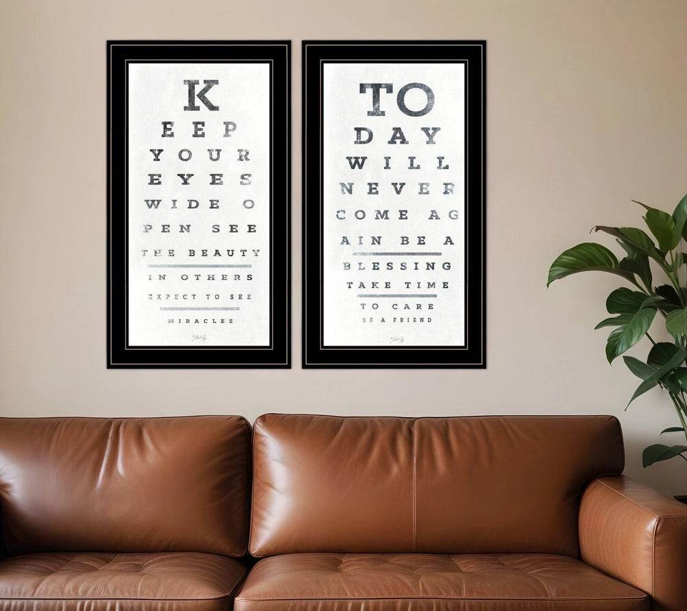 Set Of Two Eye Charts 1 Black Framed Print Wall Art - Homeroots