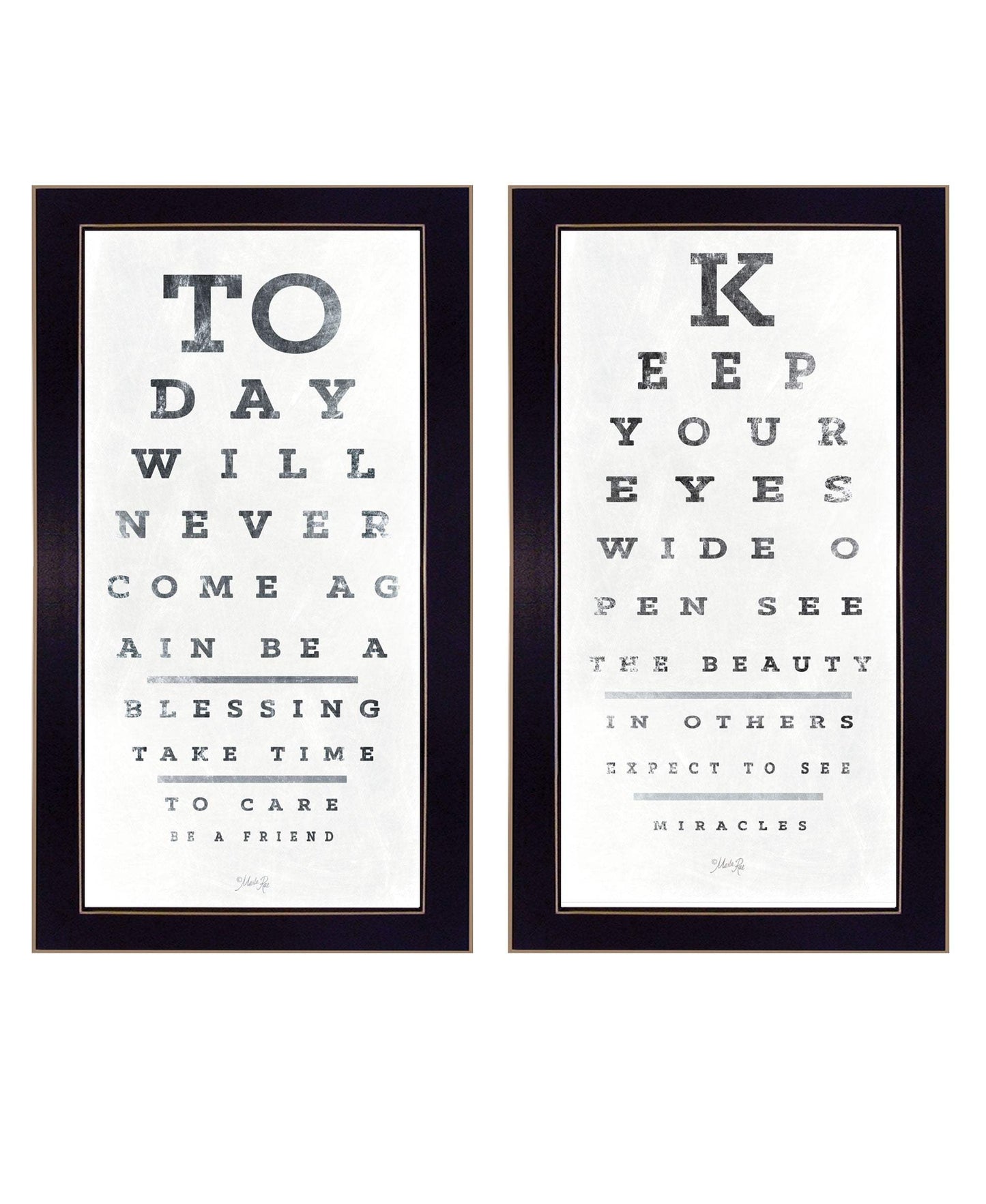 Set Of Two Eye Charts 2 Black Framed Print Wall Art - Homeroots - Flyclothing LLC