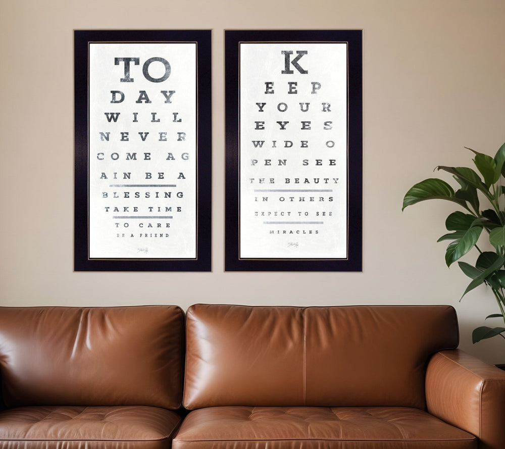 Set Of Two Eye Charts 2 Black Framed Print Wall Art - Homeroots