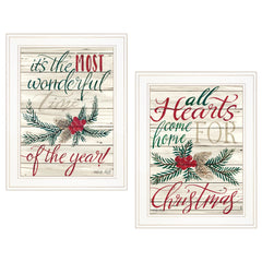 Set Of Two All Hearts Come Home for Christmas 1 White Framed Print Wall Art