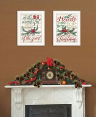 Set Of Two All Hearts Come Home for Christmas 1 White Framed Print Wall Art