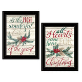 Set Of Two All Hearts Come Home for Christmas 2 Black Framed Print Wall Art - Homeroots
