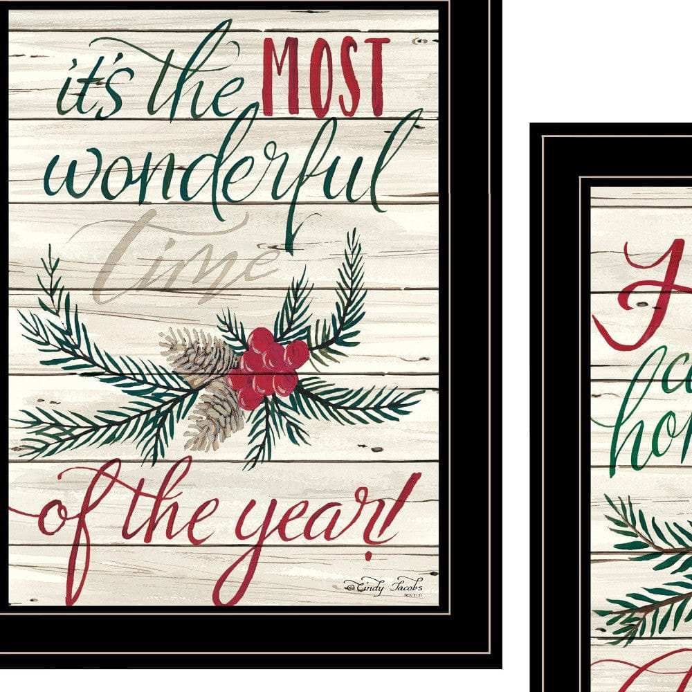 Set Of Two All Hearts Come Home for Christmas 2 Black Framed Print Wall Art - Homeroots - Flyclothing LLC