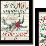 Set Of Two All Hearts Come Home for Christmas 2 Black Framed Print Wall Art - Homeroots