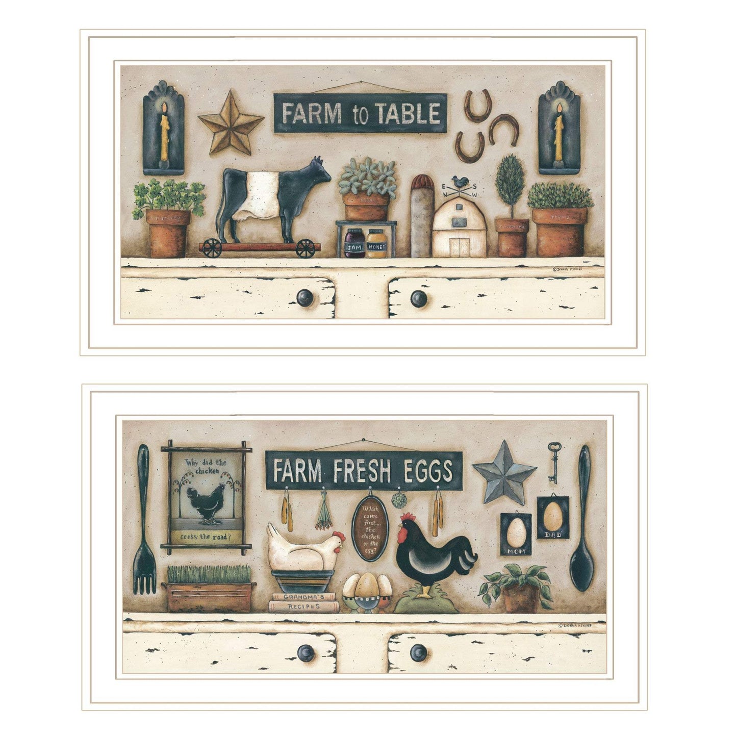 Set Of Two Farm Fresh White Framed Print Wall Art - Homeroots - Flyclothing LLC