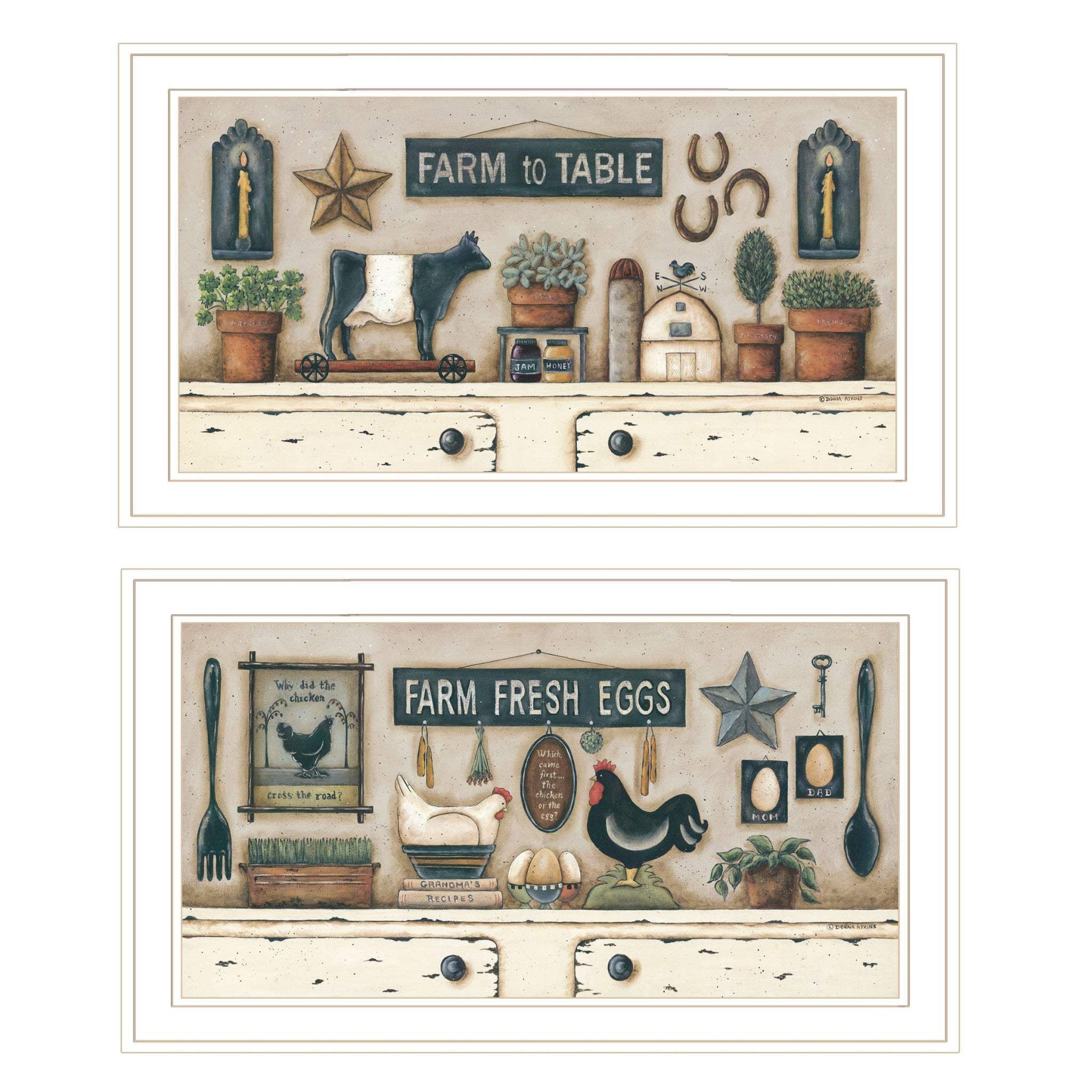 Set Of Two Farm Fresh White Framed Print Wall Art - Homeroots - Flyclothing LLC