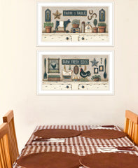 Set Of Two Farm Fresh White Framed Print Wall Art