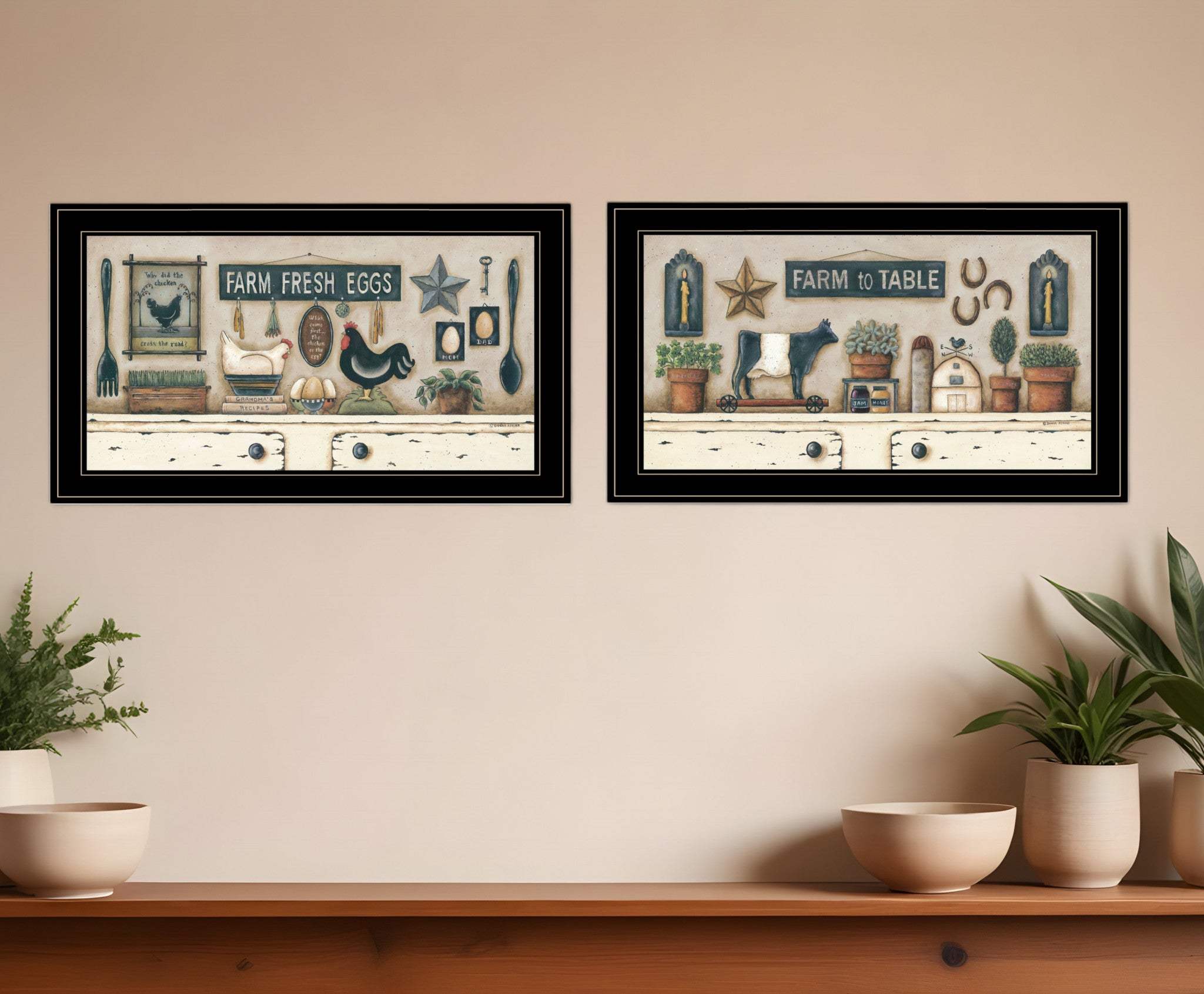 Set Of Two Farm Fresh 2 Black Framed Print Wall Art - Homeroots - Flyclothing LLC