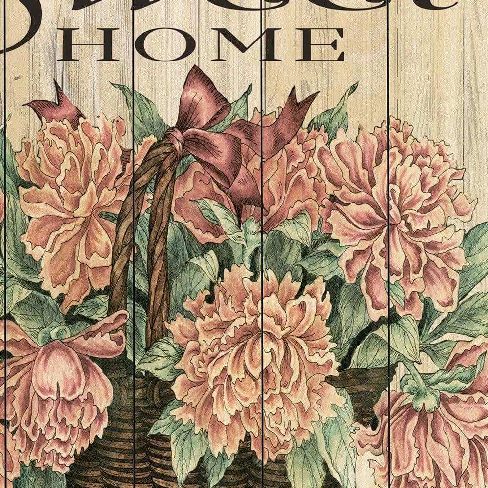 Home Sweet Home Peonies Unframed Print Wall Art - Homeroots - Flyclothing LLC