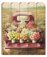 Pretty Red Truck Flowers for Sale Unframed Picket Fence Wall Art - Homeroots - Flyclothing LLC