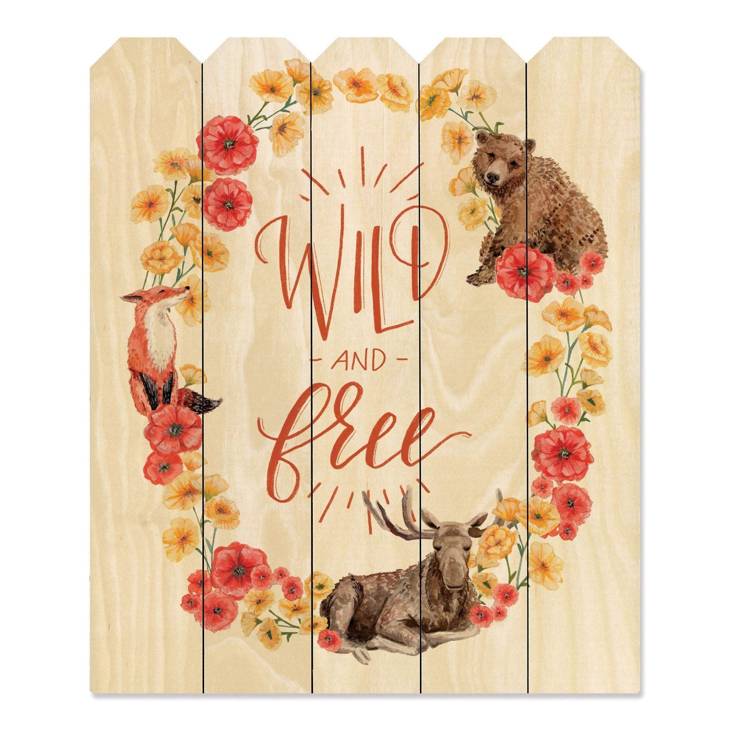 Wild and Free Wreath Unframed Print Wall Art - Homeroots - Flyclothing LLC