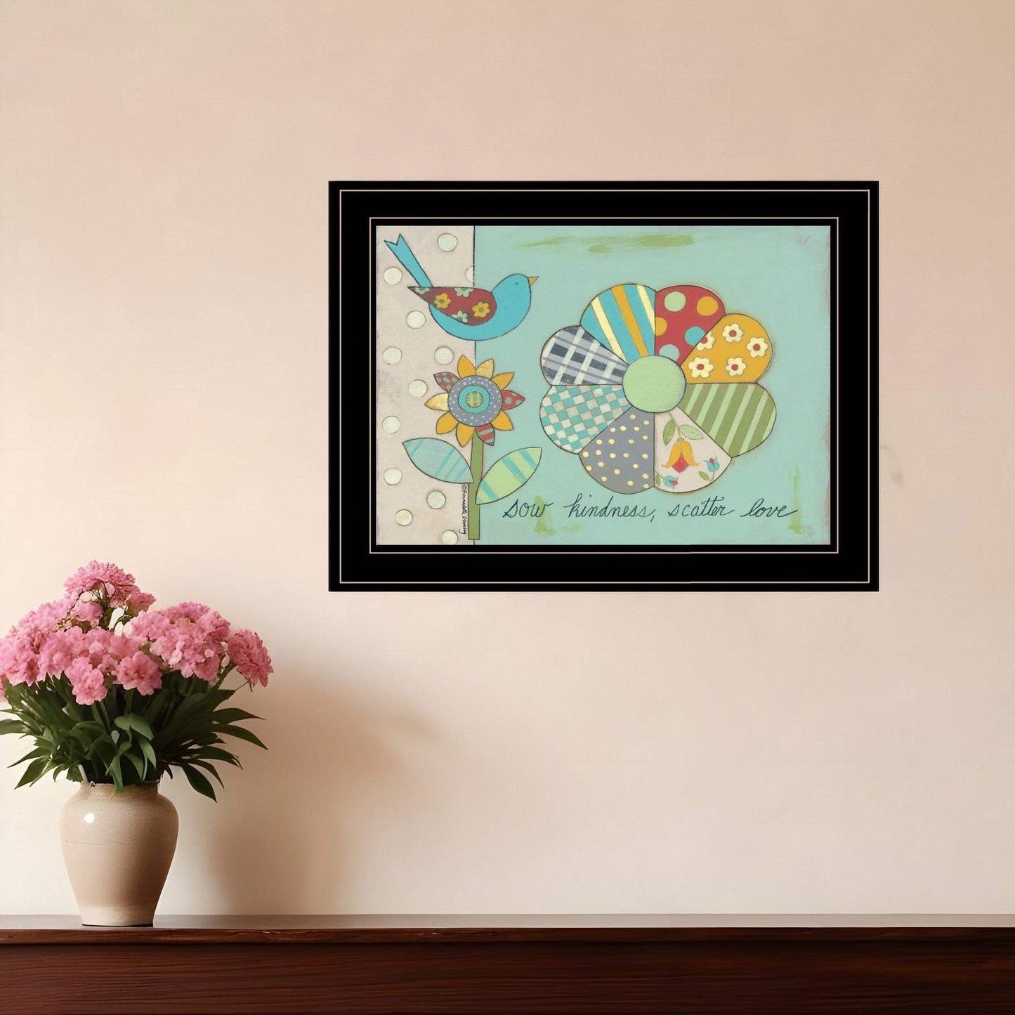 Sow Kindness Scatter Love 2 Black Framed Print Wall Art - Homeroots - Flyclothing LLC
