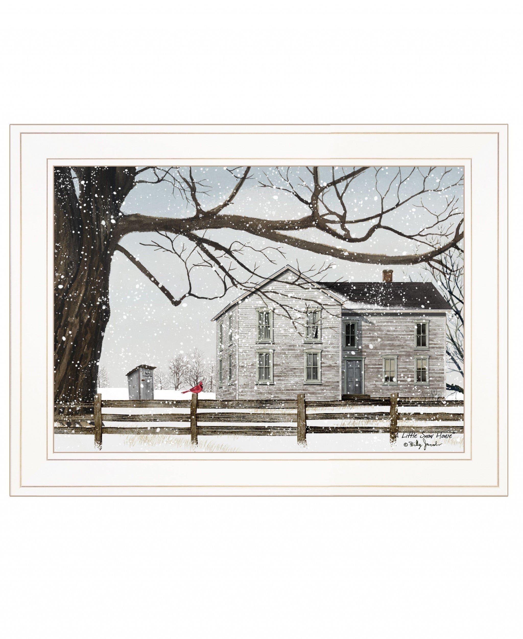 A Little Snow House 2 White Framed Print Wall Art - Homeroots