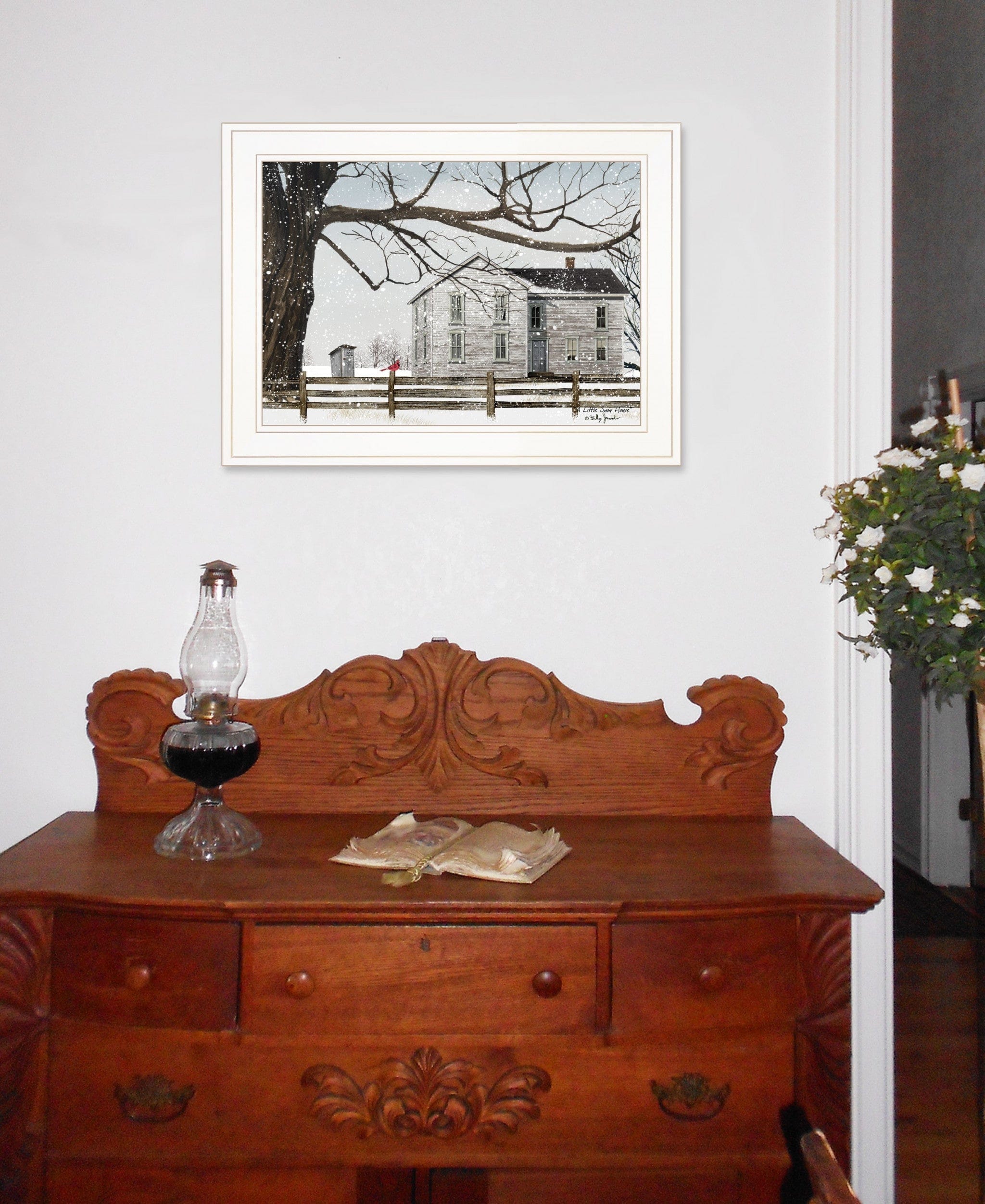 A Little Snow House 2 White Framed Print Wall Art - Homeroots