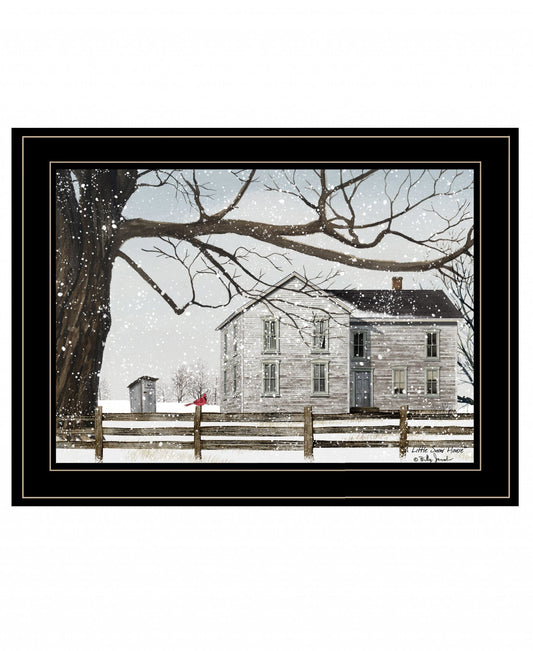 A Little Snow House 3 Black Framed Print Wall Art - Homeroots