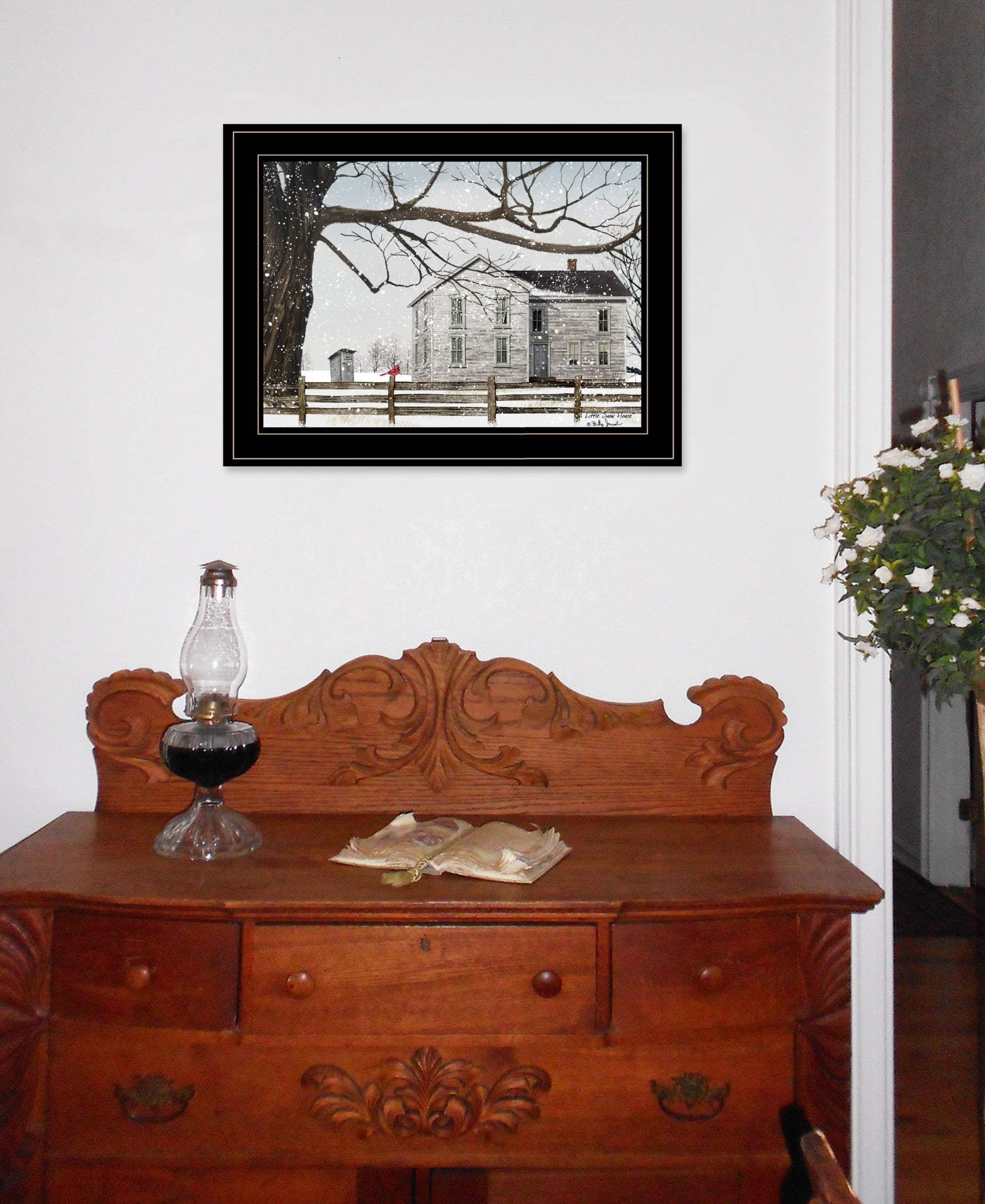 A Little Snow House 3 Black Framed Print Wall Art - Homeroots - Flyclothing LLC