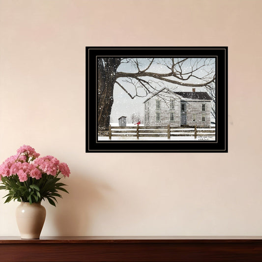 A Little Snow House 3 Black Framed Print Wall Art - Homeroots