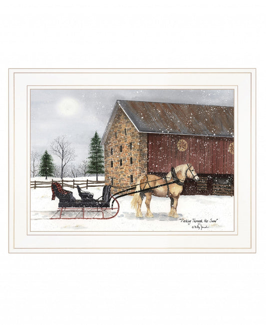 Dashing Through The Snow 1 White Framed Print Wall Art - Homeroots