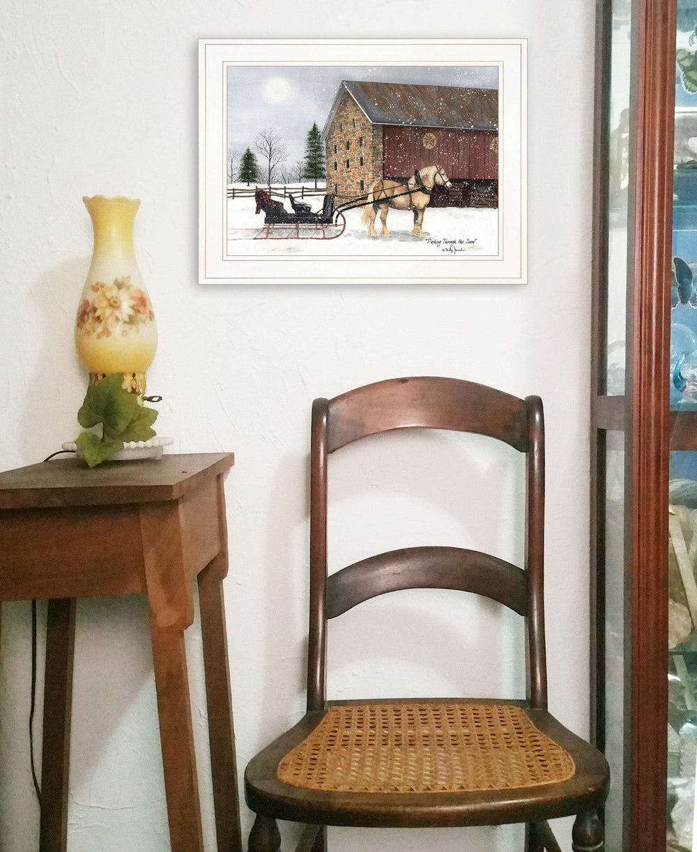 Dashing Through The Snow 1 White Framed Print Wall Art - Homeroots - Flyclothing LLC