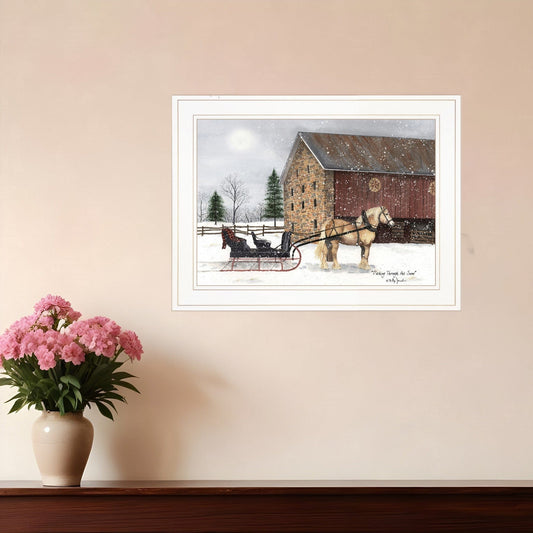 Dashing Through The Snow 1 White Framed Print Wall Art - Homeroots