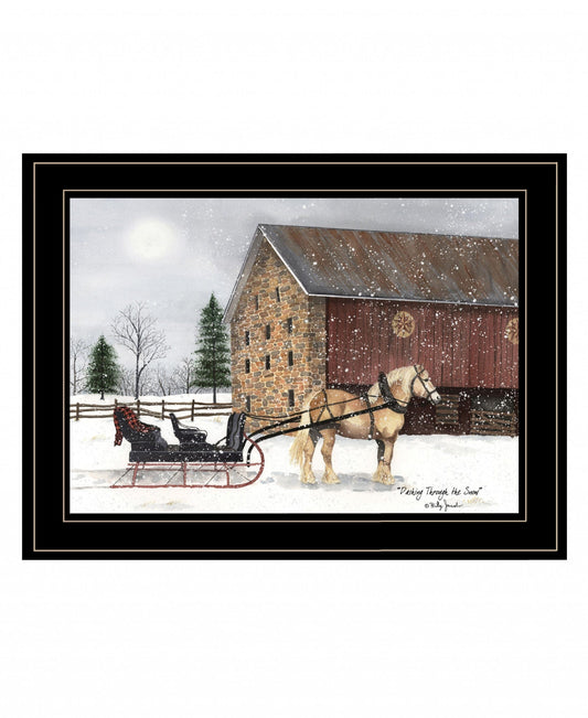Dashing Through The Snow 2 Black Framed Print Wall Art - Homeroots