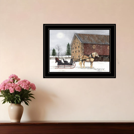 Dashing Through The Snow 2 Black Framed Print Wall Art - Homeroots