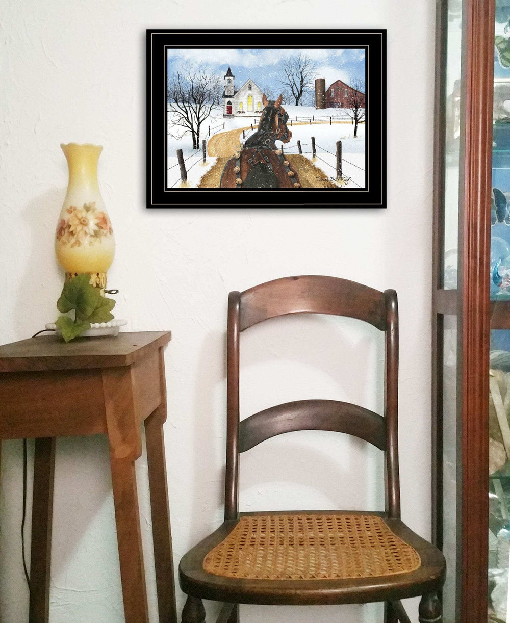 Sleigh Bells Ring 3 Black Framed Print Wall Art - Homeroots - Flyclothing LLC