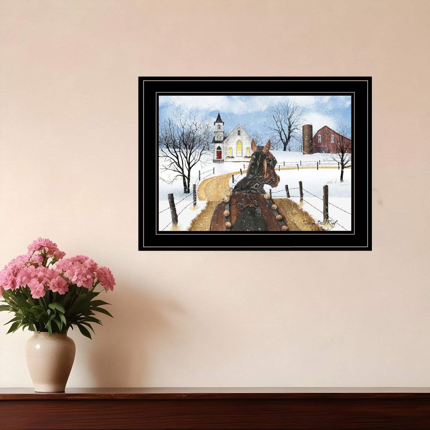 Sleigh Bells Ring 3 Black Framed Print Wall Art - Homeroots - Flyclothing LLC