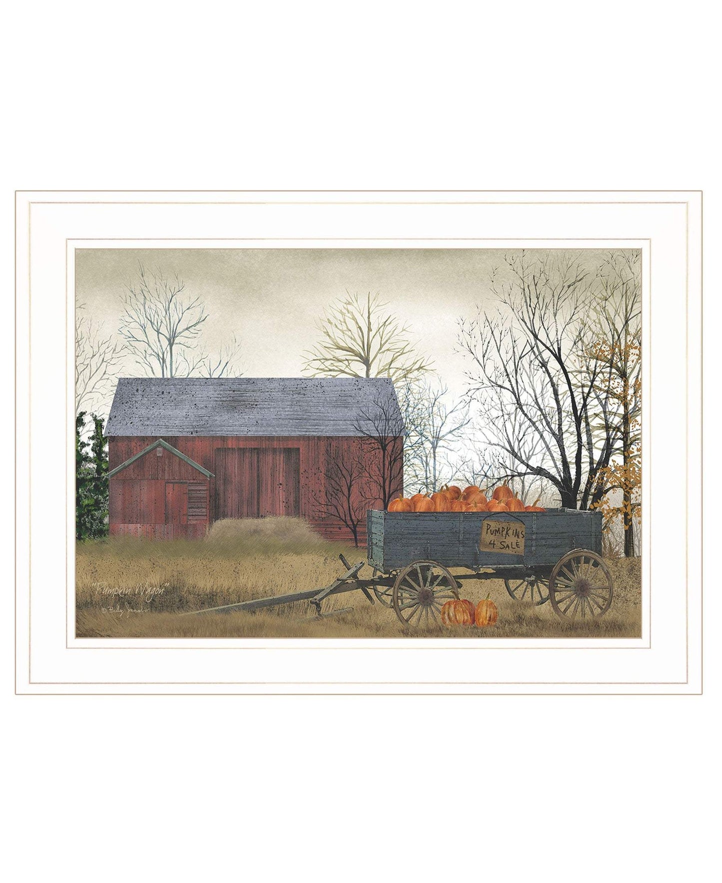 Pumpkin Wagon 2 White Framed Print Wall Art - Homeroots - Flyclothing LLC