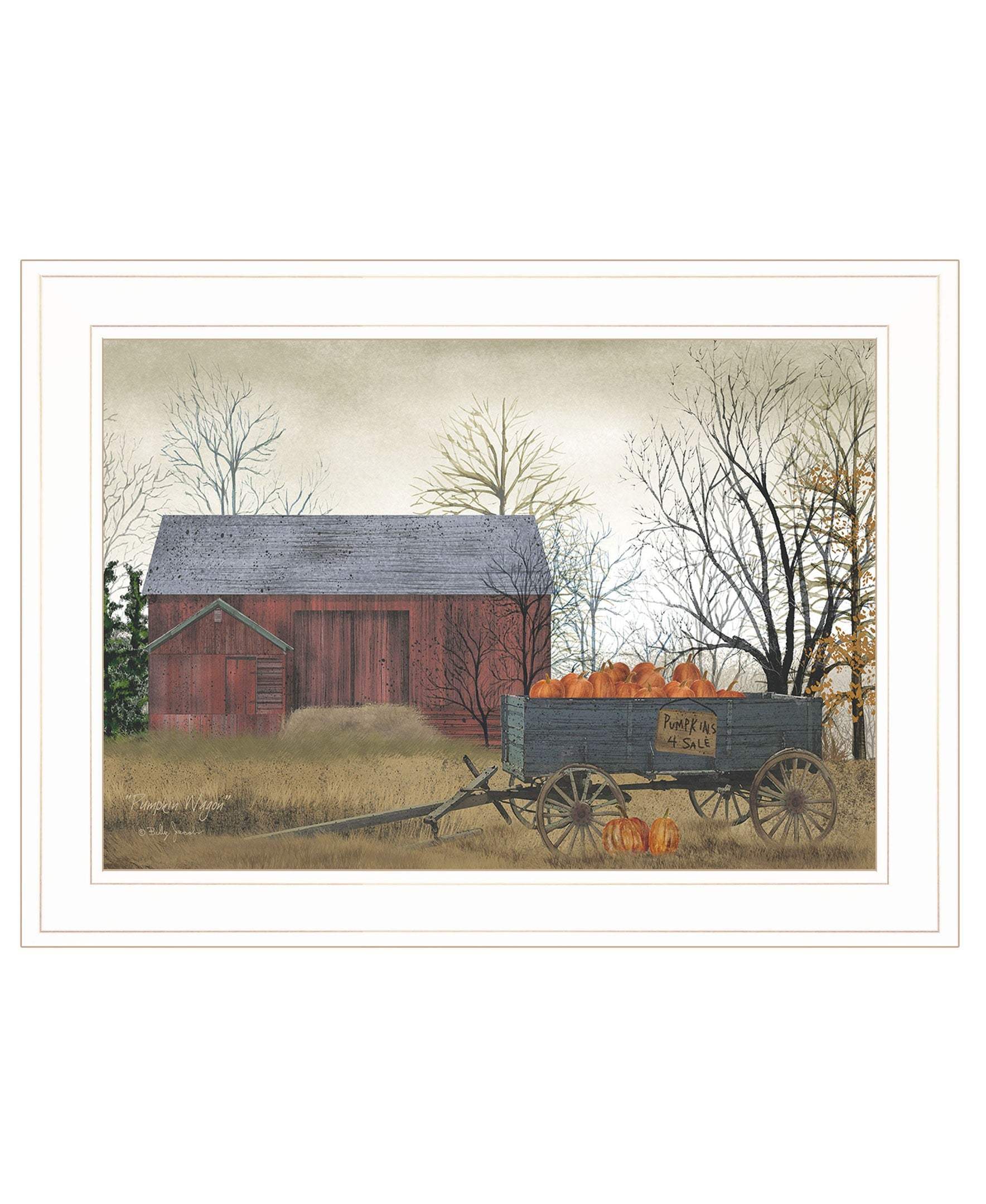 Pumpkin Wagon 2 White Framed Print Wall Art - Homeroots - Flyclothing LLC