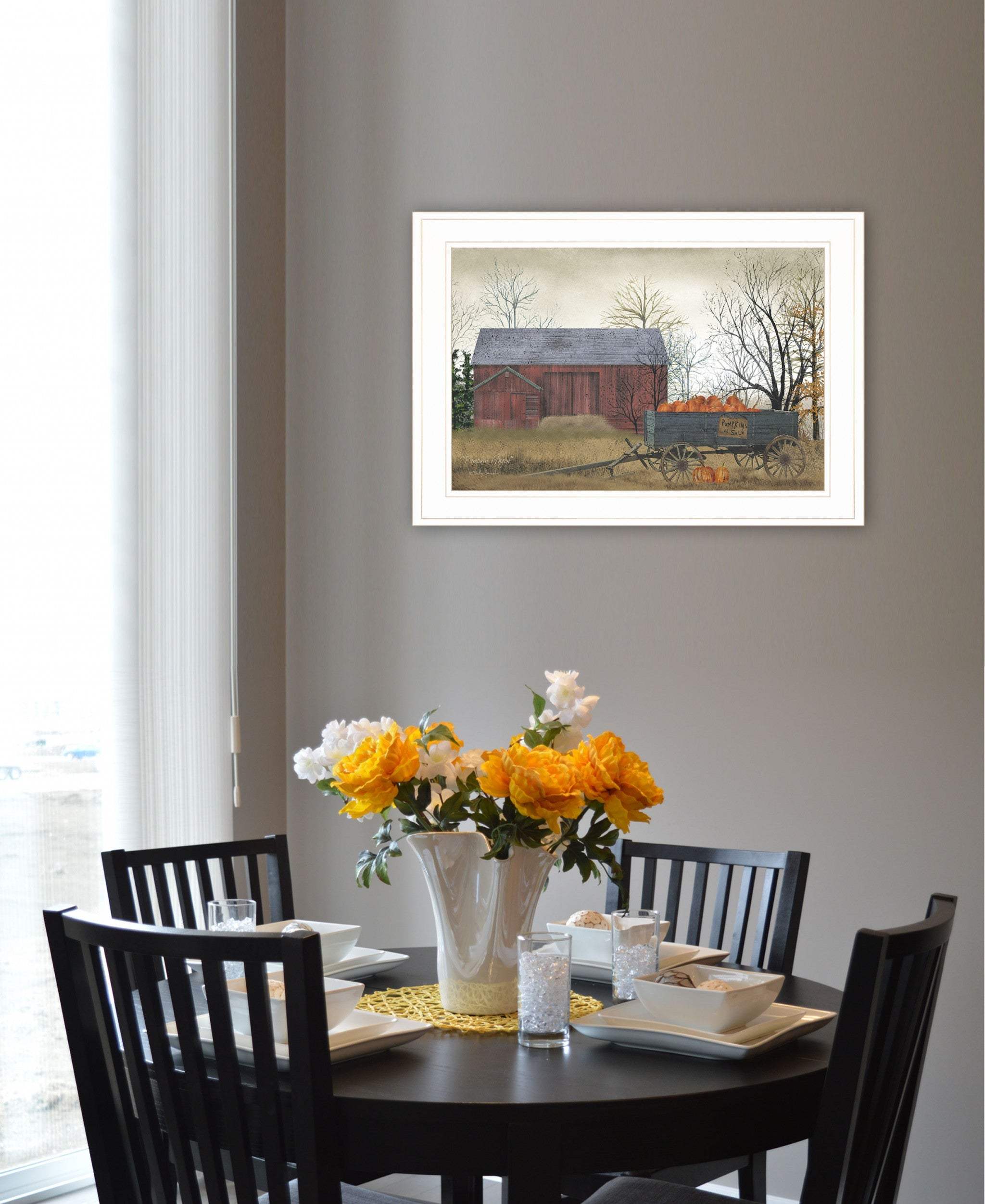 Pumpkin Wagon 2 White Framed Print Wall Art - Homeroots - Flyclothing LLC