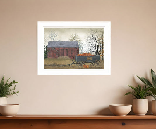Pumpkin Wagon 2 White Framed Print Wall Art - Homeroots