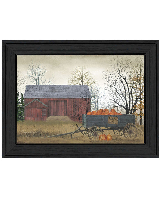 Pumpkin Wagon 3 Black Framed Print Wall Art - Homeroots