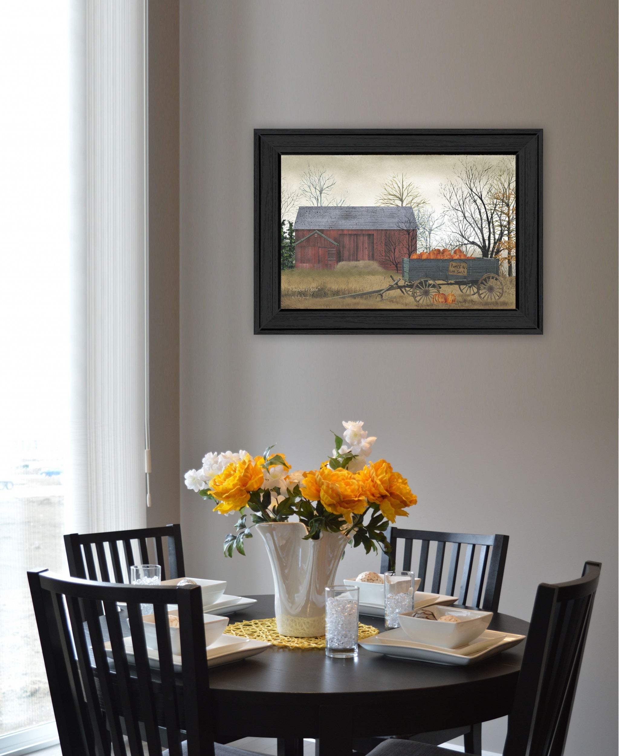 Pumpkin Wagon 3 Black Framed Print Wall Art - Homeroots - Flyclothing LLC