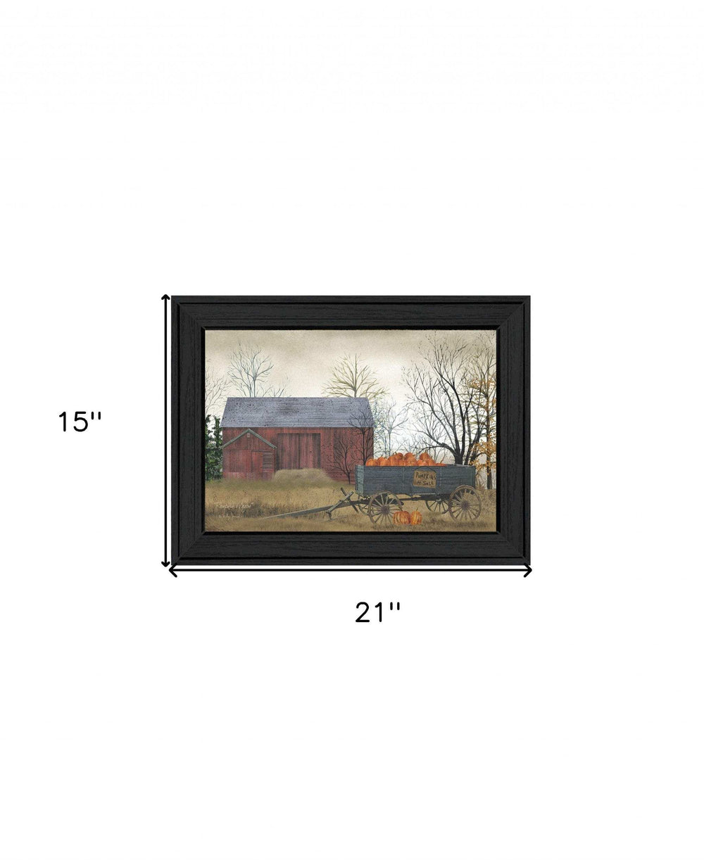 Pumpkin Wagon 3 Black Framed Print Wall Art - Homeroots - Flyclothing LLC