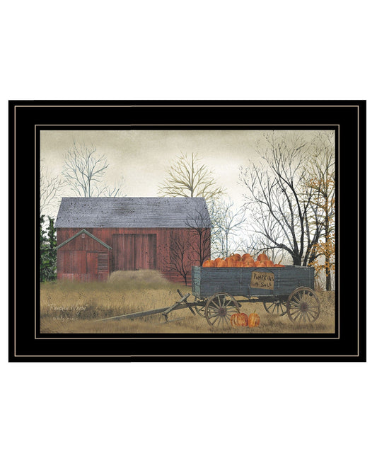 Pumpkin Wagon 4 Black Framed Print Wall Art - Homeroots