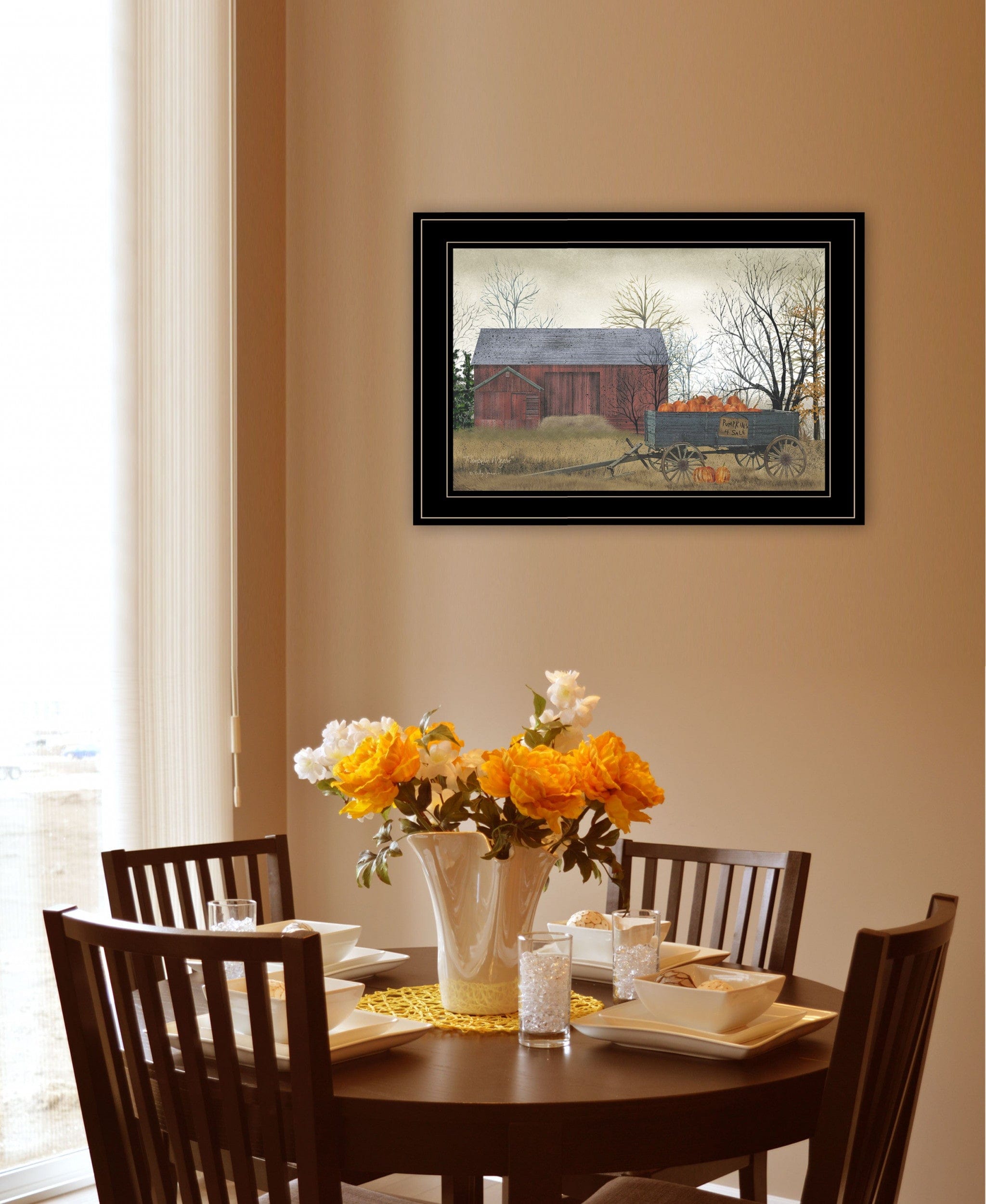 Pumpkin Wagon 4 Black Framed Print Wall Art - Homeroots