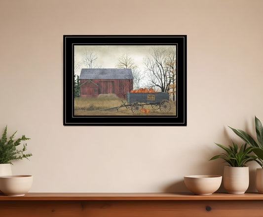 Pumpkin Wagon 4 Black Framed Print Wall Art - Homeroots