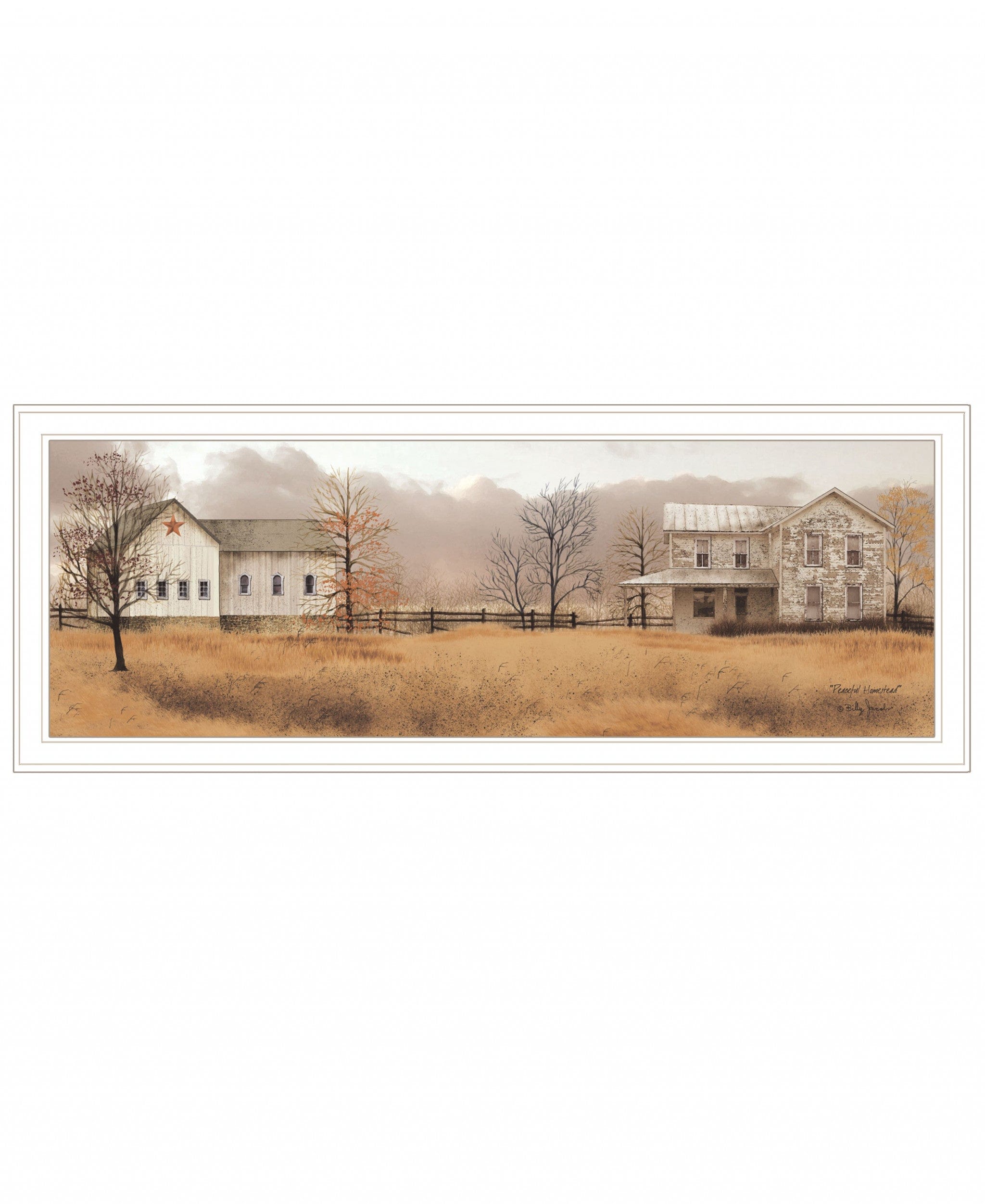 Peaceful Homestead 1 White Framed Print Wall Art - Homeroots