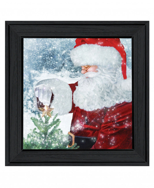 Santas Tree Star 2 Black Framed Print Wall Art - Homeroots