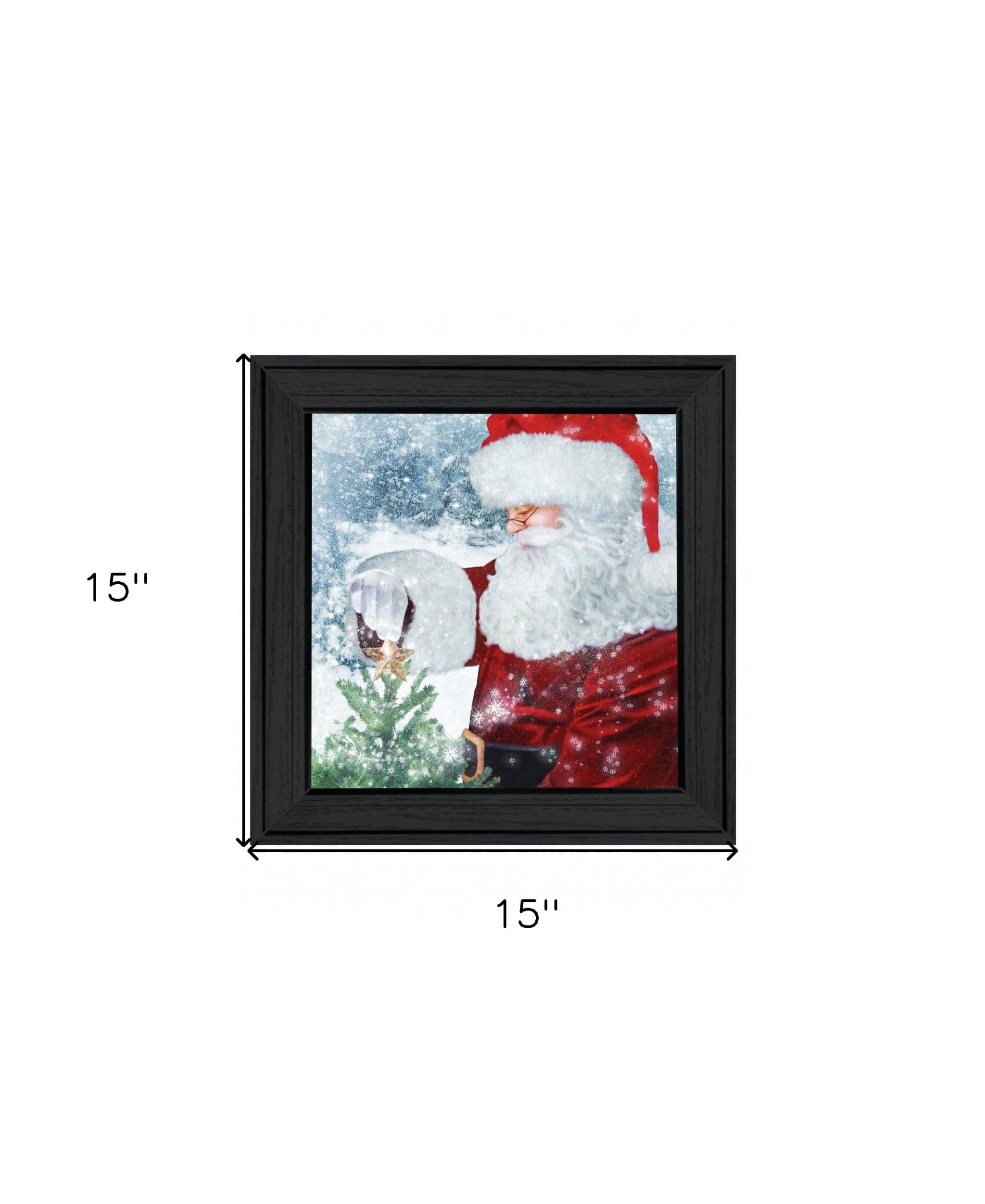 Santas Tree Star 2 Black Framed Print Wall Art - Homeroots