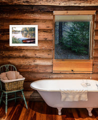 Rowboat Pond Landscape 2 White Framed Print Wall Art - Homeroots