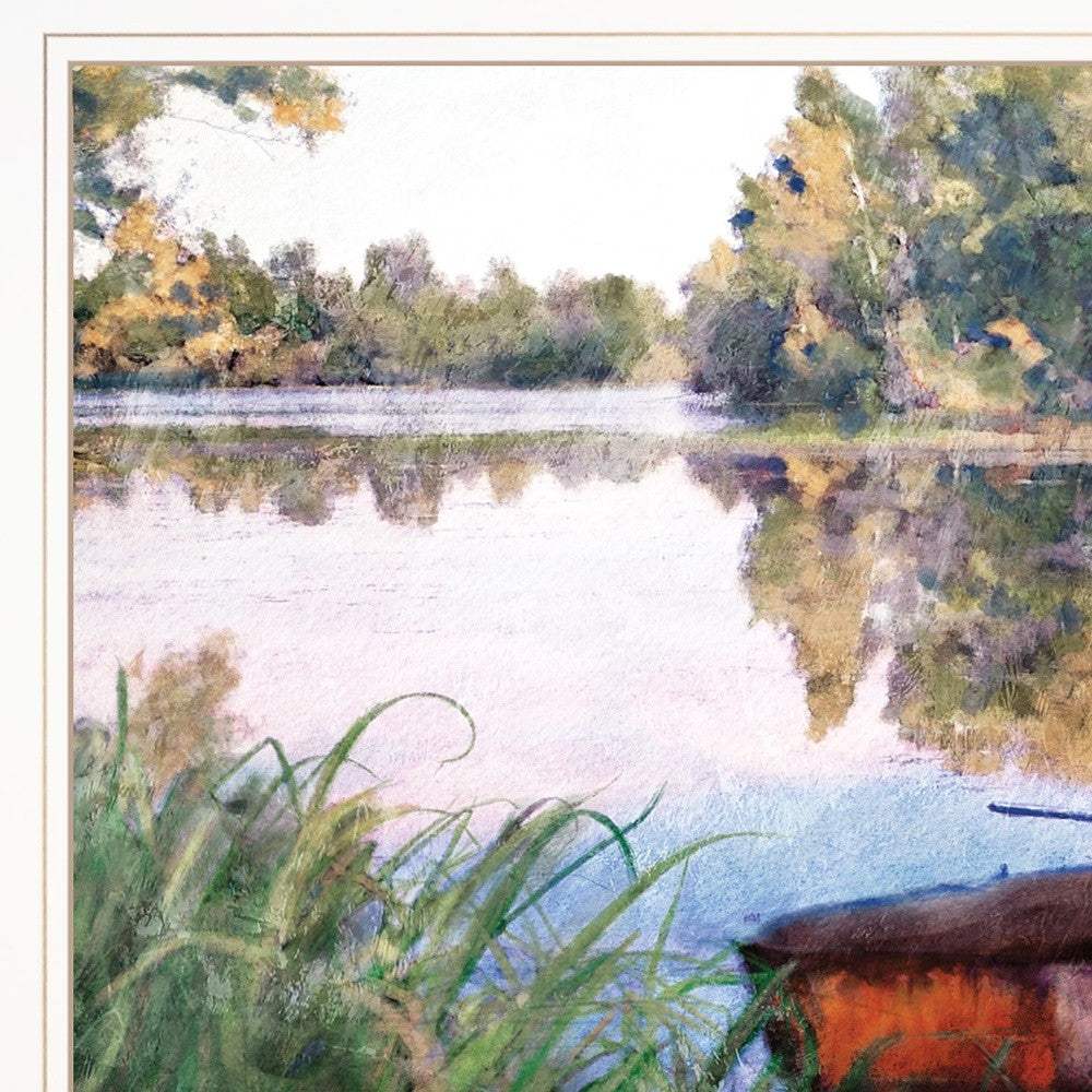 Rowboat Pond Landscape 2 White Framed Print Wall Art - Homeroots - Flyclothing LLC